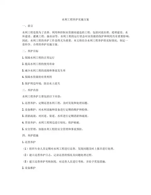 水利工程养护实施方案