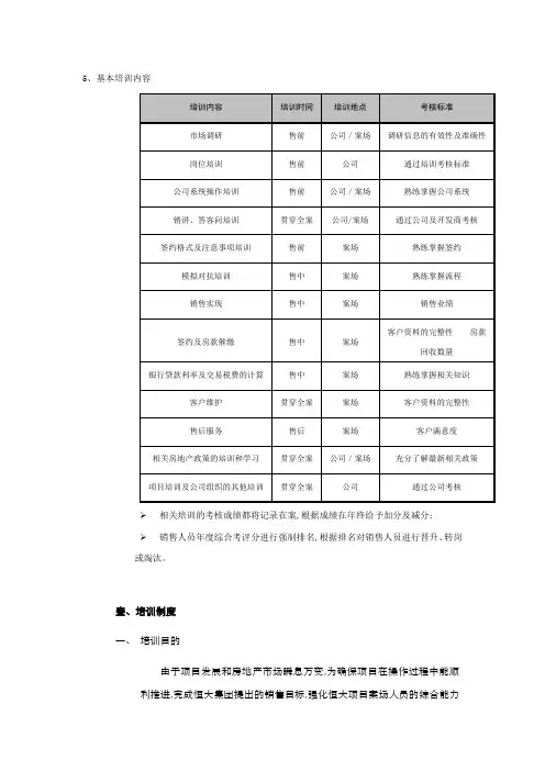 销售案场基本培训内容【修订】