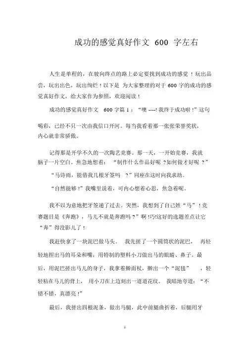成功的感觉真好作文600字左右