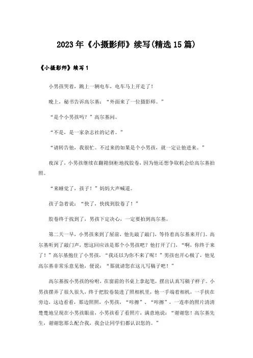 2023年《小摄影师》续写(精选15篇)