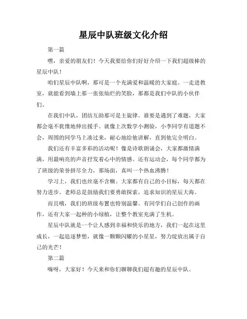 星辰中队班级文化介绍