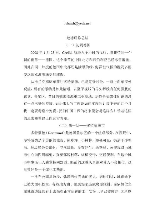 赴德研修总结
