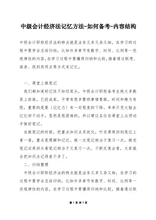 中级会计经济法记忆方法-如何备考-内容结构