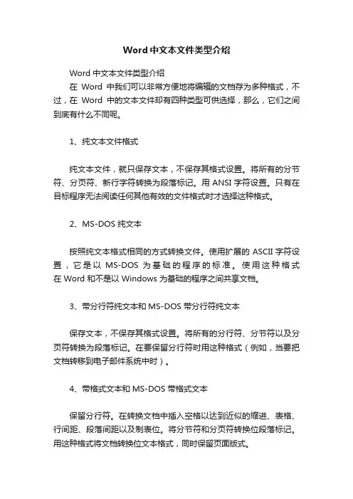 Word中文本文件类型介绍