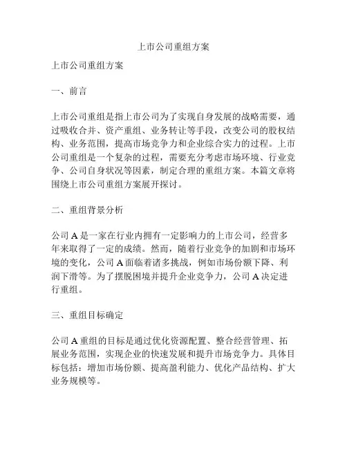 上市公司重组方案