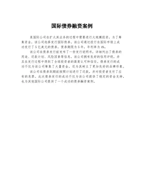国际债券融资案例