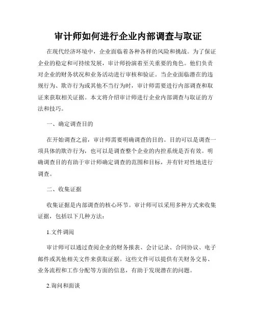审计师如何进行企业内部调查与取证