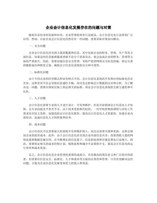 企业会计信息化发展存在的问题与对策