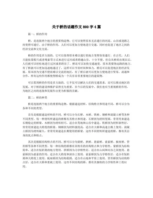 关于桥的话题作文800字4篇