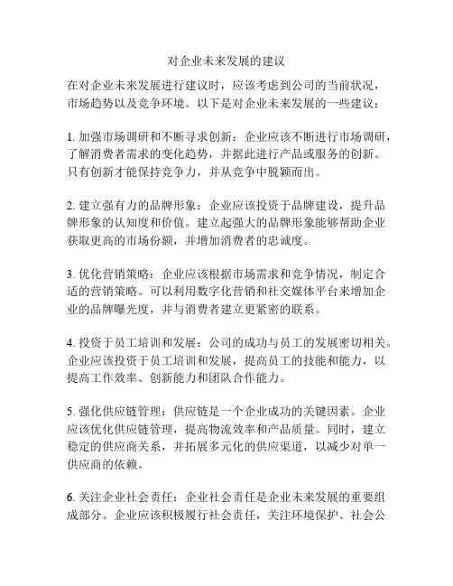 对企业未来发展的建议