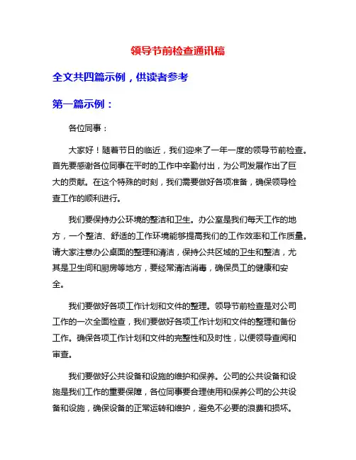 领导节前检查通讯稿