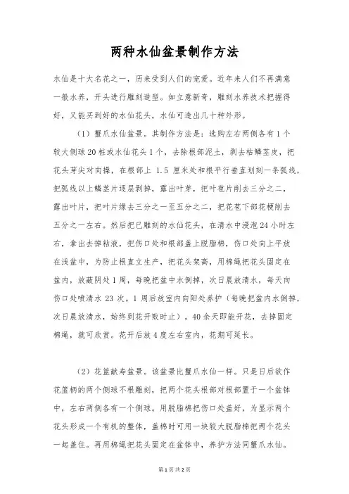 两种水仙盆景制作方法