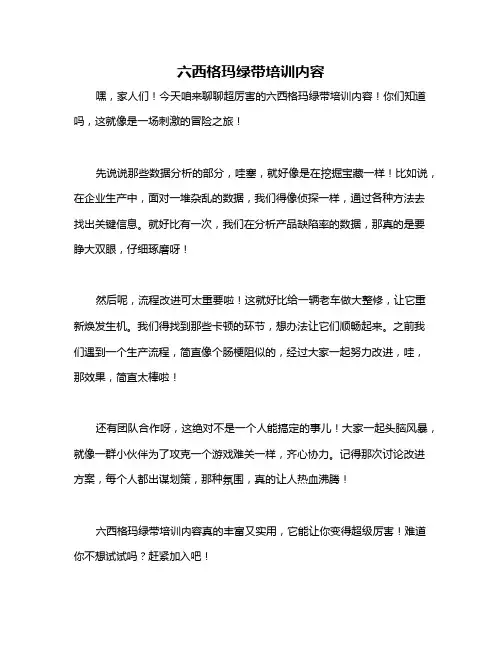 六西格玛绿带培训内容