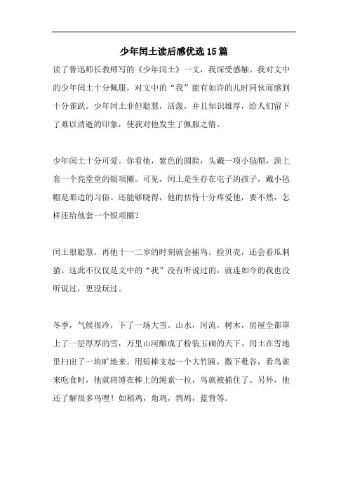 少年闰土读后感优选15篇