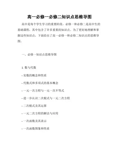 高一必修一必修二知识点思维导图