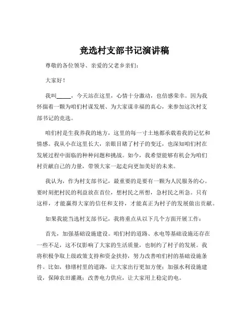 竞选村支部书记演讲稿