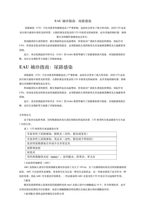 EAU 袖珍指南：尿路感染