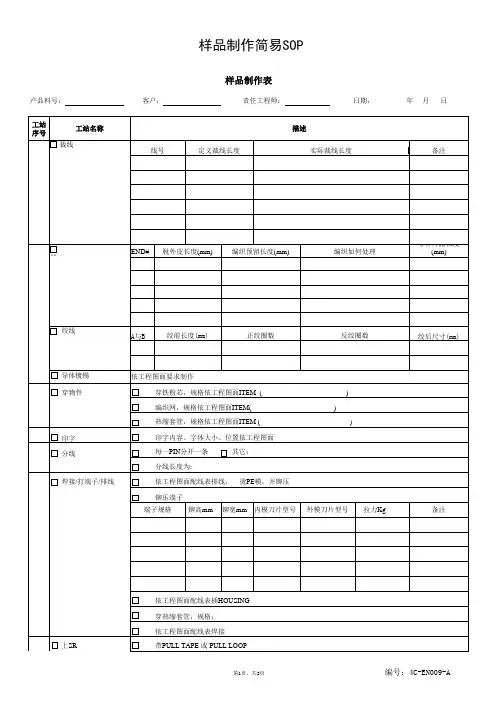 线材行业样品制作表样板