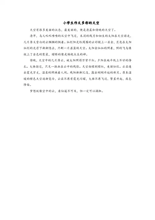 小学生作文多彩的天空