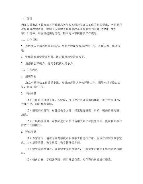 审核评估工作规划