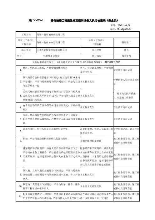 新版的强条执行检查记录表(安全类)