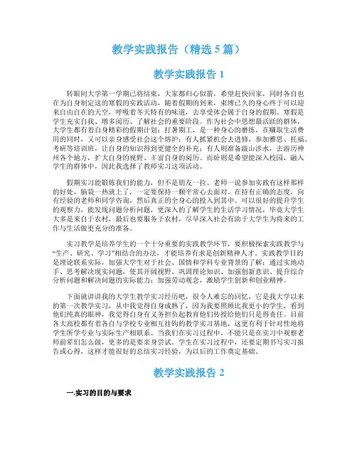 教学实践报告(精选5篇)