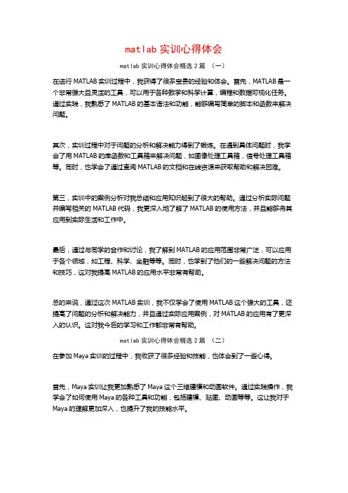 matlab实训心得体会2篇