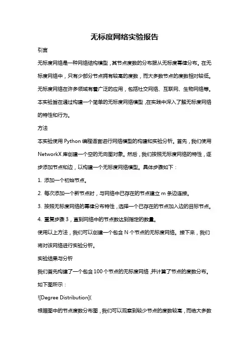 无标度网络实验报告