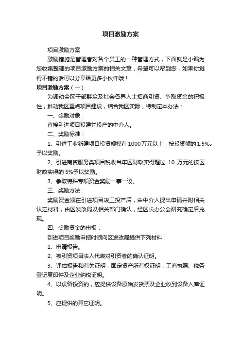 项目激励方案