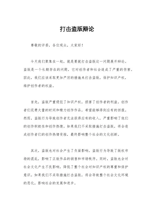 打击盗版辩论