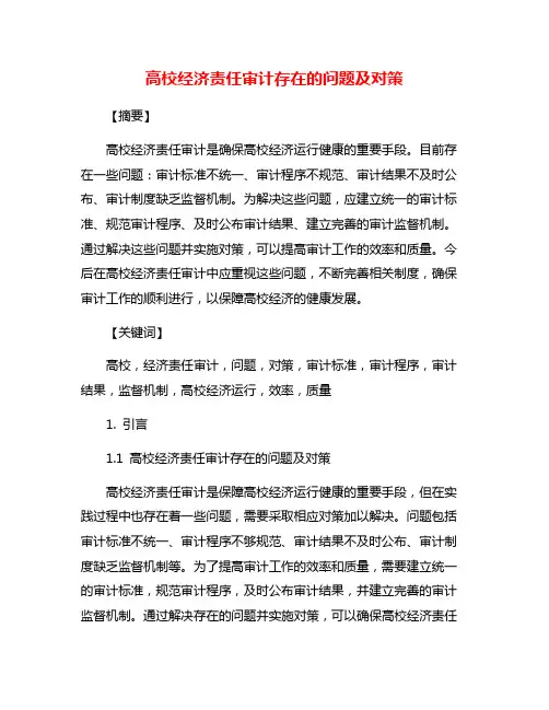 高校经济责任审计存在的问题及对策