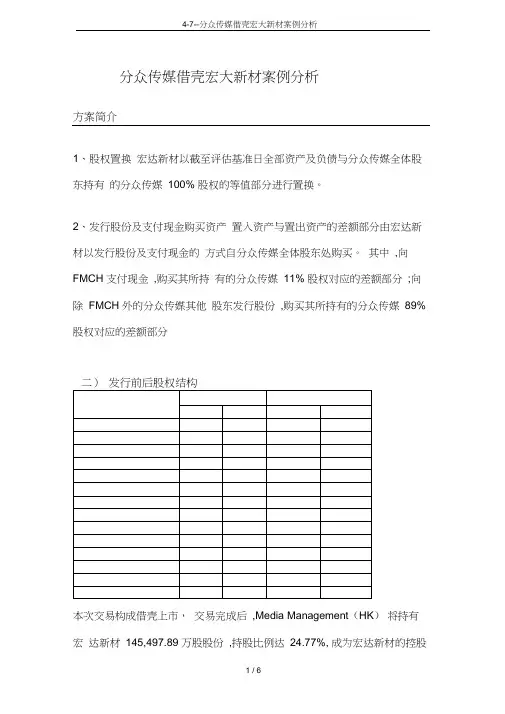 4-7--分众传媒借壳宏大新材案例分析
