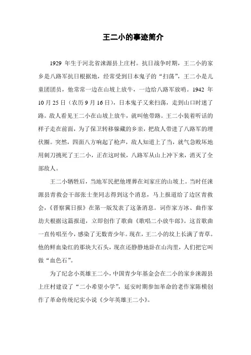 王二小的事迹简介
