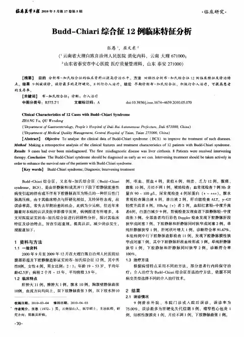 Budd—Chiari综合征12例临床特征分析