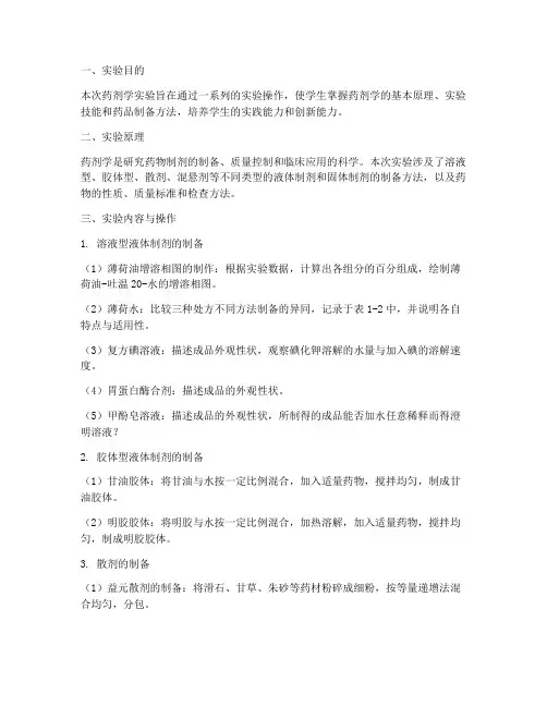 实训总结药剂学实验报告