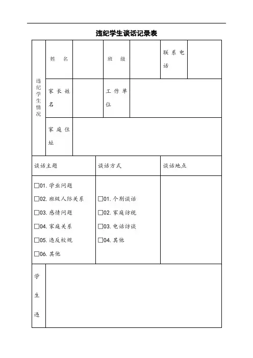学生违纪处理登记表-违纪学生登记表[1]