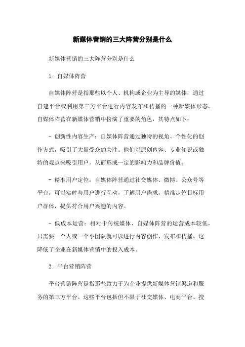 新媒体营销的三大阵营分别是什么