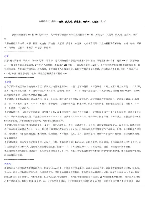 油料植物优选树种--油茶、光皮树、黄连木、麻疯树、文冠果(北方)