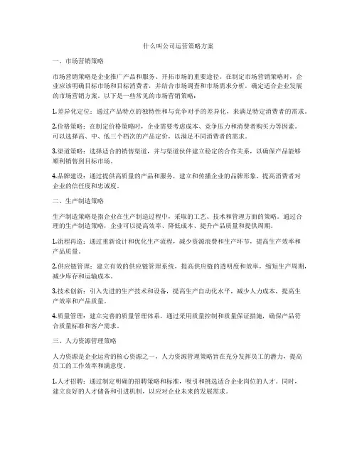 什么叫公司运营策略方案