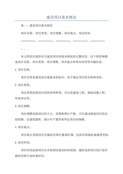 建设项目基本情况