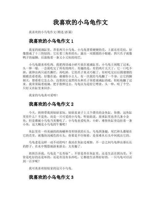 我喜欢的小乌龟作文