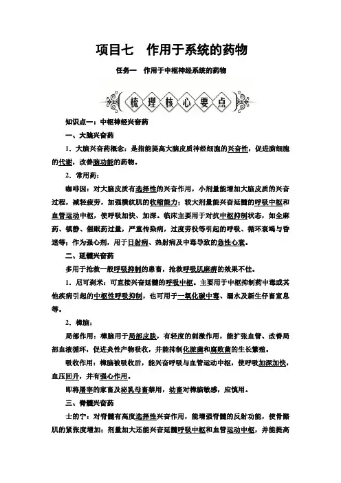 兽医基础 模块2兽医临床常用药物 项目7作用于系统的药物