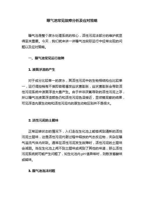 曝气池常见故障分析及应对策略