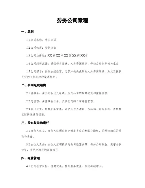 劳务公司章程