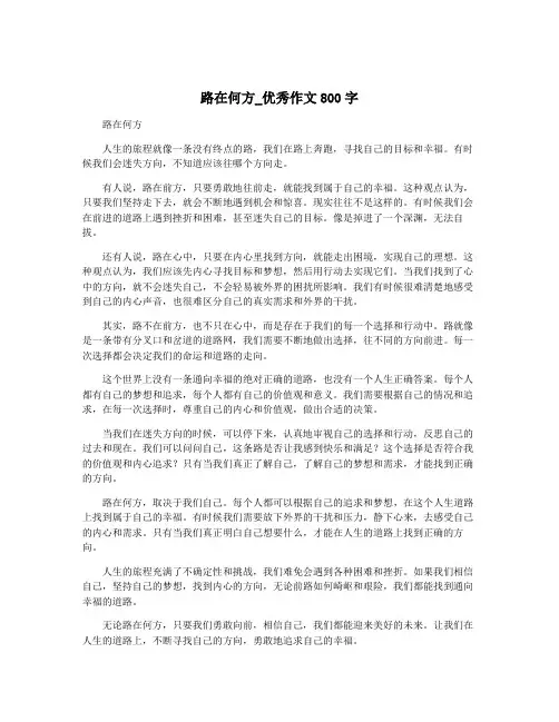 路在何方_优秀作文800字