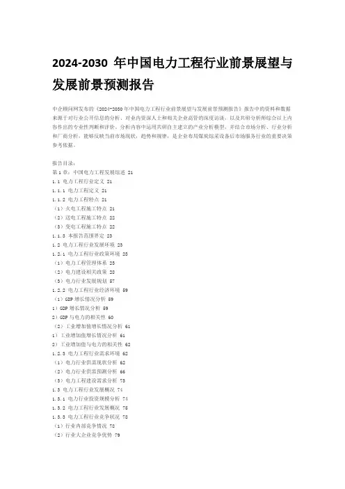 2024-2030年中国电力工程行业前景展望与发展前景预测报告