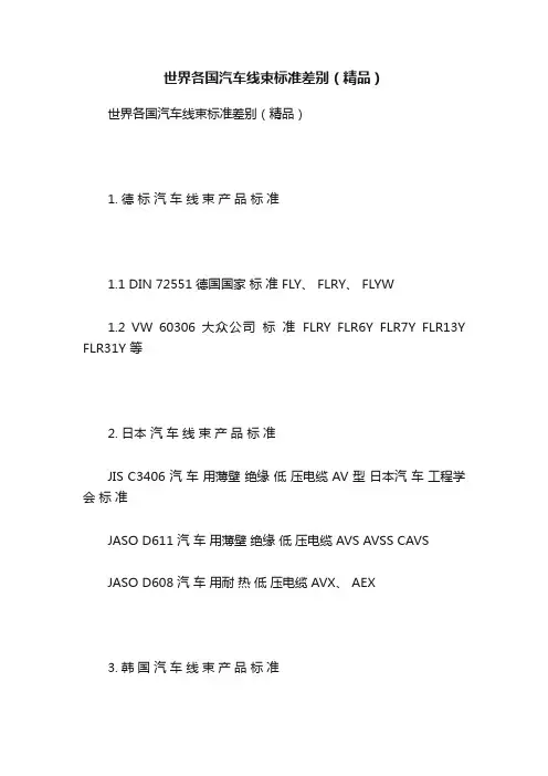 世界各国汽车线束标准差别（精品）