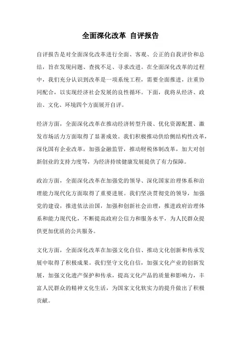 全面深化改革 自评报告