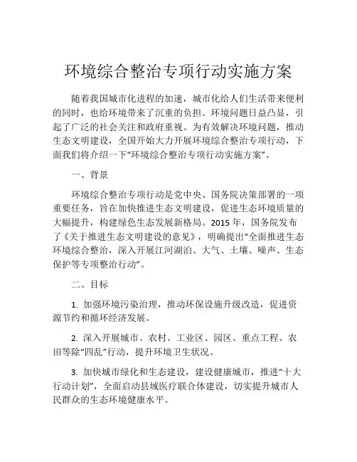 环境综合整治专项行动实施方案