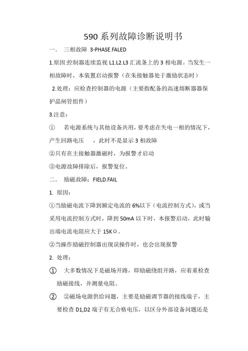 欧陆590系列故障诊断说明书、内含报警信息列表..